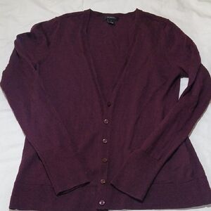 Halogen Deep Burgandy 100% Wool Cardigan Sweater